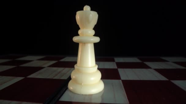Chess figures on chess board makro shot 4k — Stockvideo