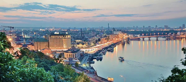 Panorama at night Kiev. Ukraine. — Stock Photo, Image