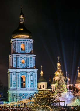 Kiev. Ukrayna. Noel ağacı. Ayasofya Meydanı Kiev, Ukrayna.