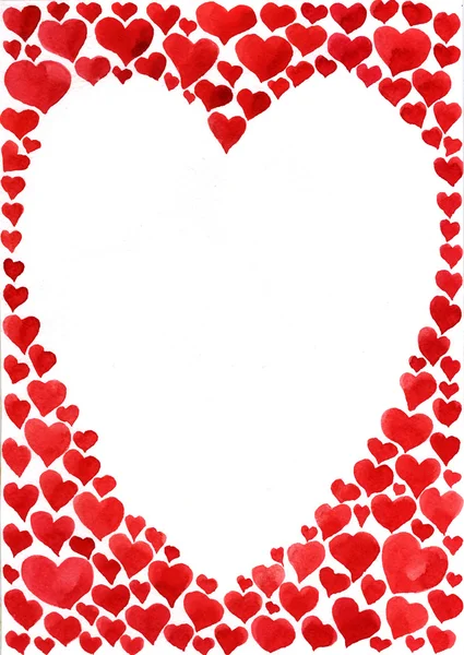 Acquerello cuore biglietto di San Valentino — Foto Stock
