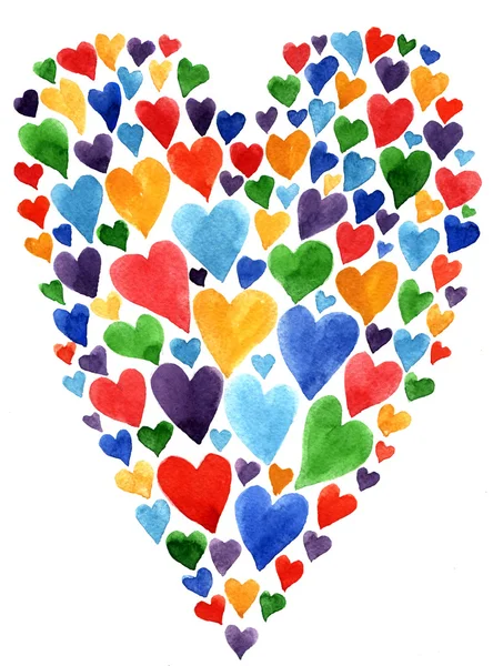 Watercolor heart Valentine day card — Stock Photo, Image