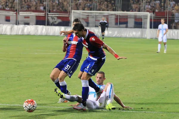 Soccer hard duel — Stock Photo, Image