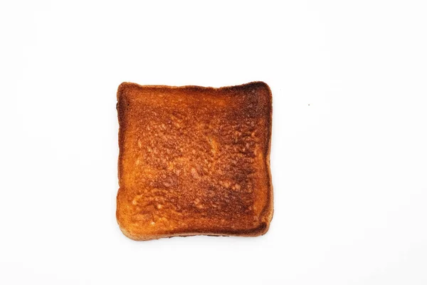 Top View Close One Hard Fried Slice Bread Toast Burned — Stock Photo, Image