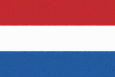 Beton bir duvarda boyayla boyanmış Hollanda bayrağı. Dünya bayrakları konsepti