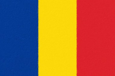 Romanya bayrağı beton bir duvara boyanmış. Dünya bayrakları konsepti