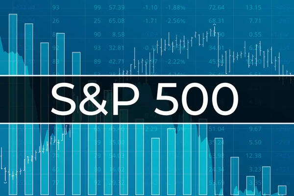 Amerikanische Finanzmarktindizes Und 500 Ticker Spx Auf Blauem Finanzhintergrund Aus — Stockfoto