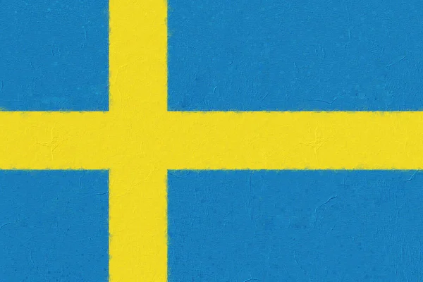 Bandera Suecia Pintada Con Pintura Muro Hormigón Concepto Banderas Mundiales —  Fotos de Stock