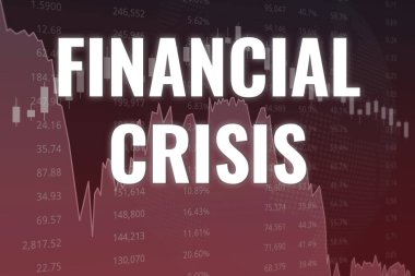 Finansal kriz, kara borsada fiyat düşüşü ve finansal geçmiş. Eğilim aşağı yukarı. Üç boyutlu illüstrasyon. Borsa konsepti