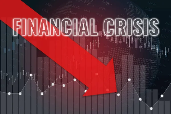 Finanzkrise Kurssturz Der Börse Auf Dunkelrotem Finanzhintergrund Mit Rotem Pfeil — Stockfoto