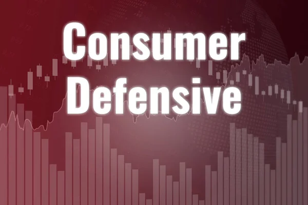 Sector Mercado Financeiro Consumidor Defensivo Sobre Fundo Financeiro Vermelho Escuro — Fotografia de Stock