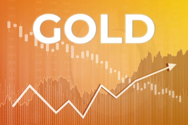 Mudança Preço Negociação Futuros Ouro Fundo Financeiro Amarelo Laranja Gráficos — Fotografia de Stock