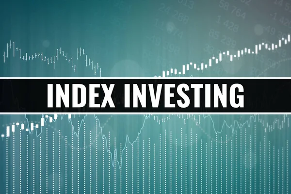 Finanzbegriff Index Investing Auf Dunkelblauem Finanzhintergrund Aus Diagrammen Diagrammen Trend — Stockfoto