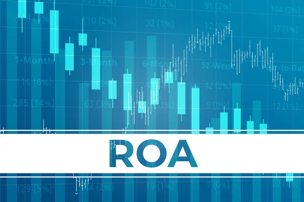 Finanzbegriff Roa Rendite Auf Vermögenswerte Auf Blauem Finanzhintergrund Aus Diagrammen — Stockfoto