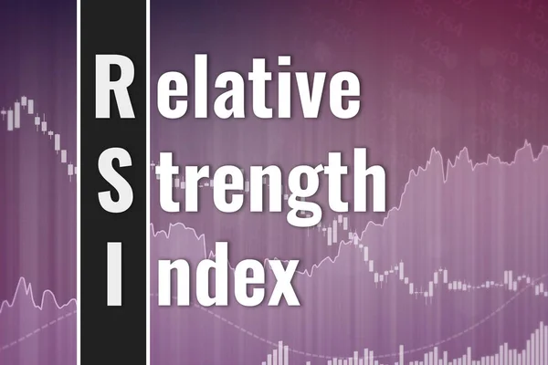 财务术语Rsi 来自图表的暗色和深红色财务背景的相对强度指数 上上下下的趋势 3D渲染 金融市场的概念 — 图库照片