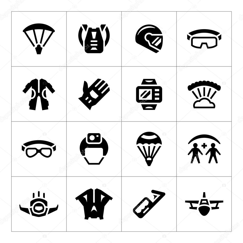 Set icons of parachute