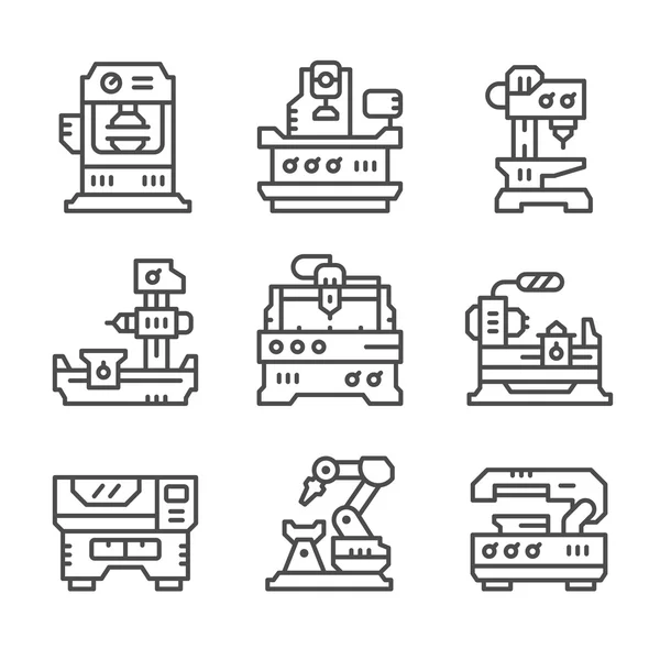 Zeilensymbole der Werkzeugmaschine setzen — Stockvektor