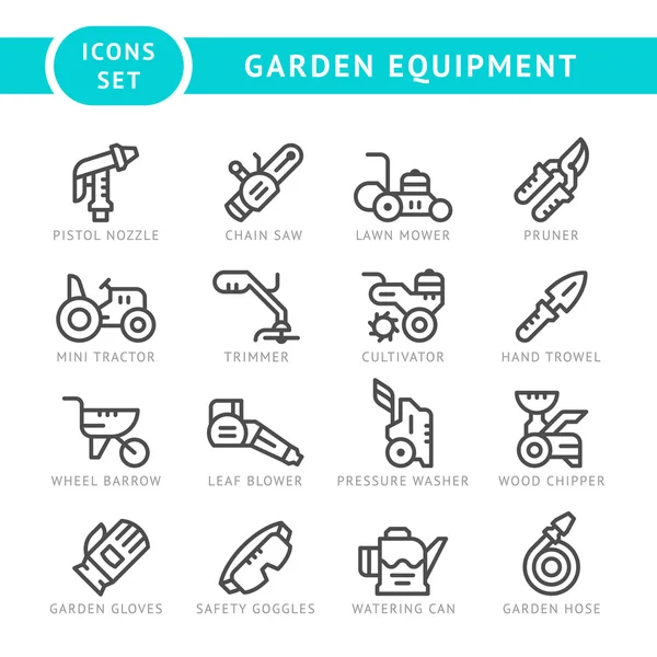 Установить линии иконки садового оборудования — стоковый вектор