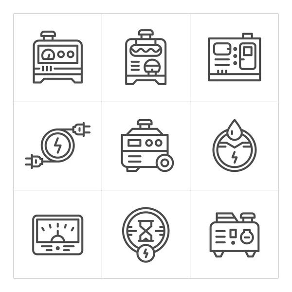 Set line icons of electrical generator — Stock Vector