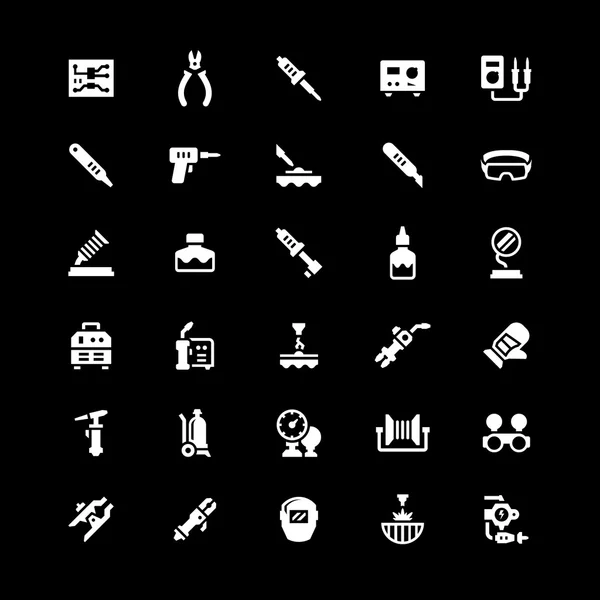 Set iconen van lassen en solderen — Stockvector