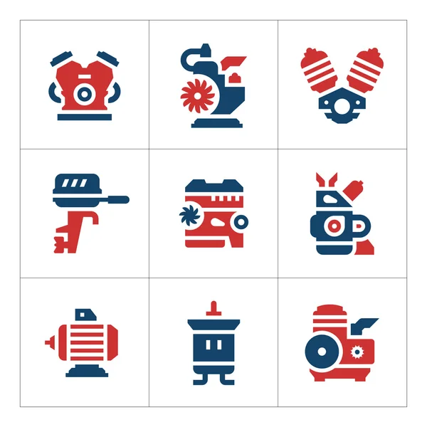 Motor ve motor renk Icons set — Stok Vektör