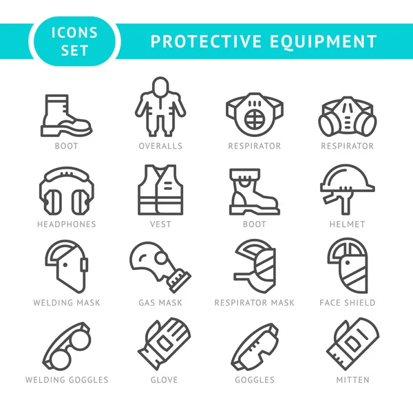 Set line icons of protecting equipment — Stock Vector