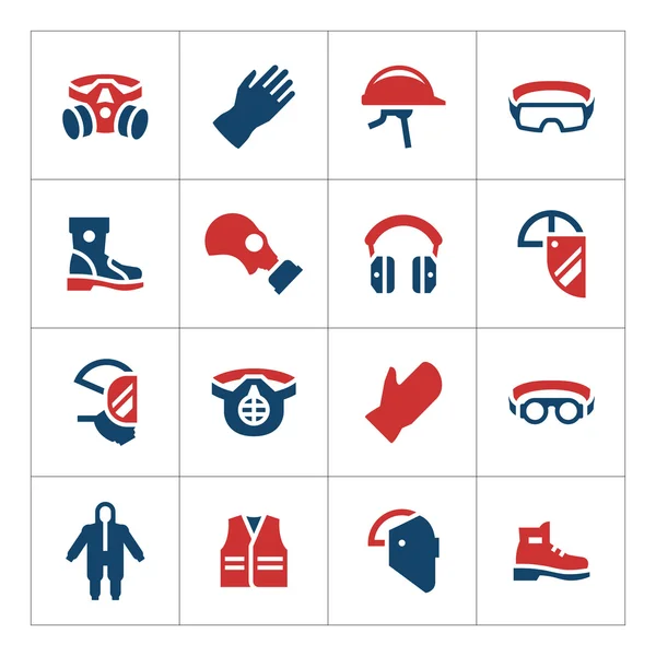 Set color icons of personal protective equipment — Stock Vector