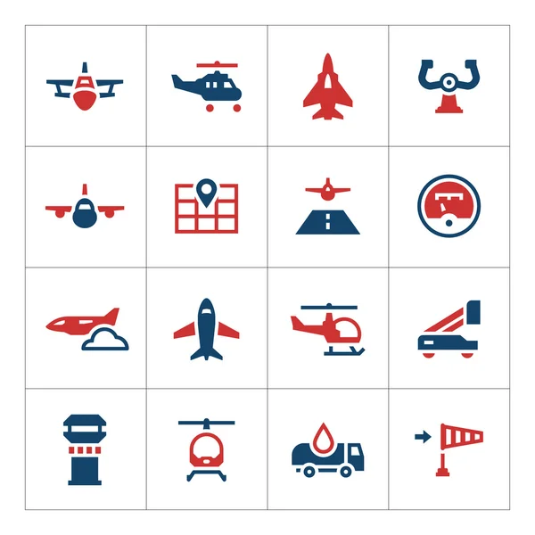 Establecer iconos de color de la aviación — Vector de stock
