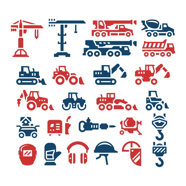 Establecer iconos de color del equipo de construcción — Vector de stock