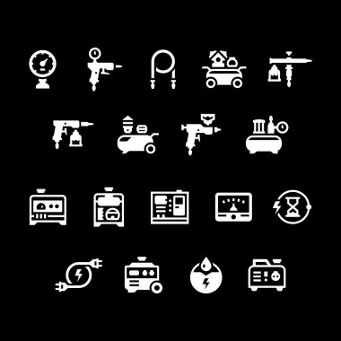Set icons of electric generator and air compressor