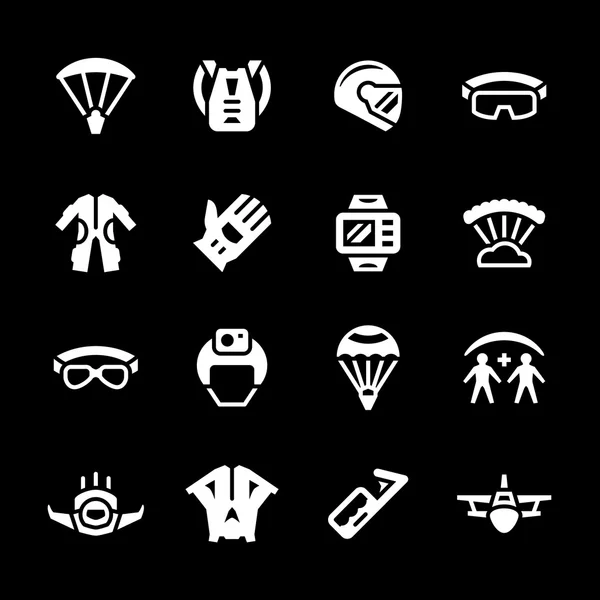 Symbole des Fallschirms gesetzt — Stockvektor