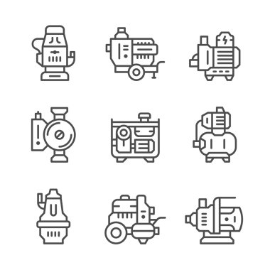 Su pompası satır Icons set