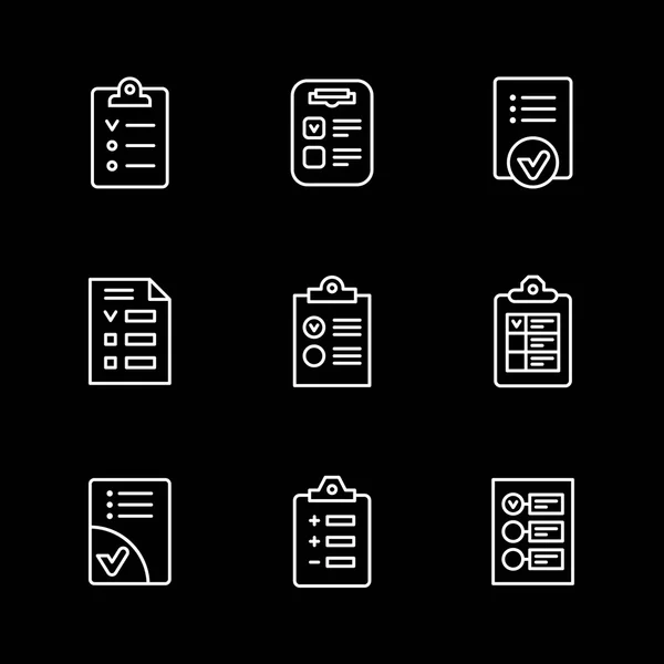 Establecer iconos de línea de lista de verificación — Vector de stock