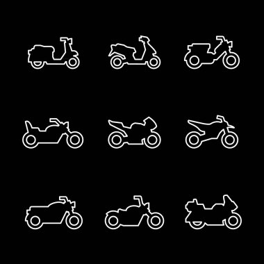 Set line icons of motorcycles clipart