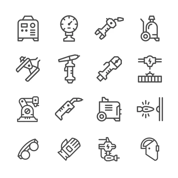 Set line icons of welding — Stock Vector