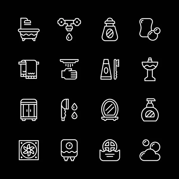 Establecer iconos de línea de baño — Vector de stock