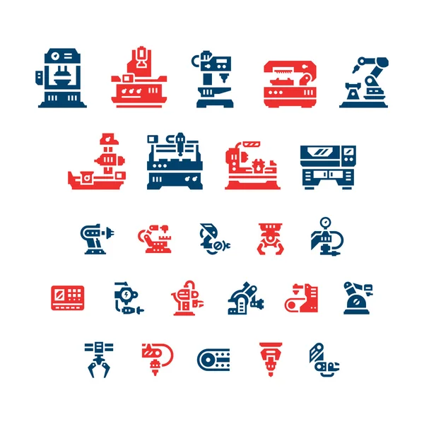 Conjunto de ícones de cor da máquina-ferramenta, indústria robótica — Vetor de Stock