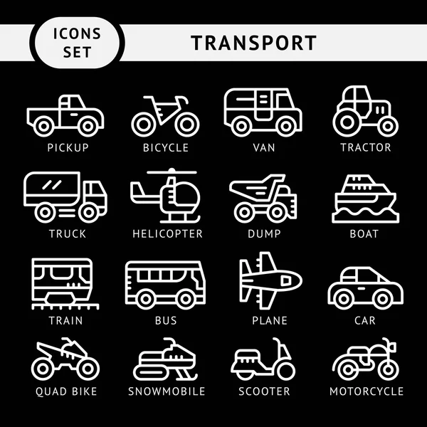 Establecer iconos de línea de transporte — Archivo Imágenes Vectoriales