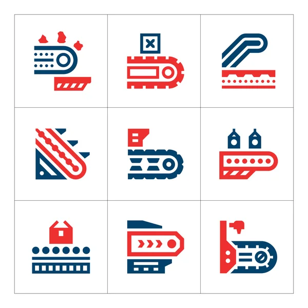 Stel de kleur iconen van de transportband — Stockvector