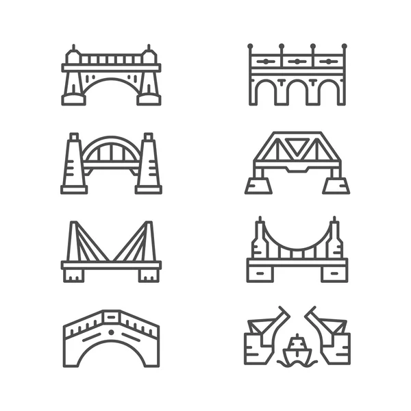 Définir des icônes de lignes de ponts — Image vectorielle