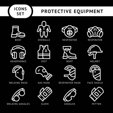 Ekipman koruma hattı Icons set