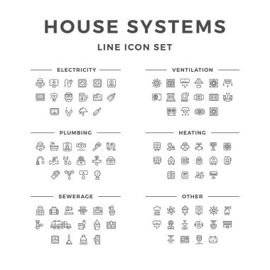 Set line icons of house systems