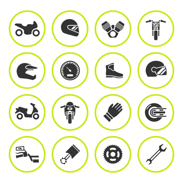 Set ronde iconen van de motorfiets — Stockvector