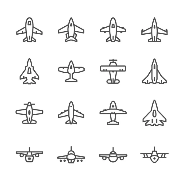 Definir ícones de linha de avião — Vetor de Stock