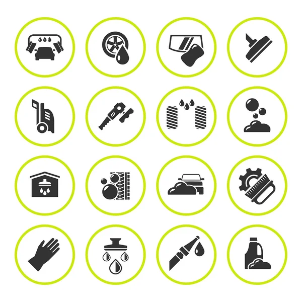 Oto yıkama yuvarlak Icons set