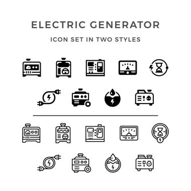 Set icons of electrical generator clipart
