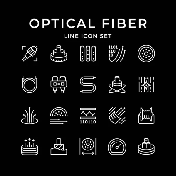 Establecer iconos de línea de fibra óptica — Vector de stock