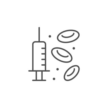 Şırınga ve kan çizgisi ana hatları simgesi
