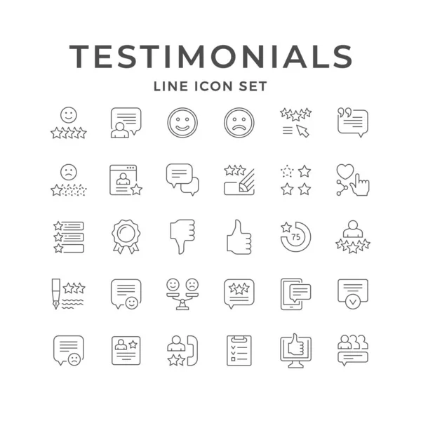 Establecer iconos de línea de testimonios — Vector de stock