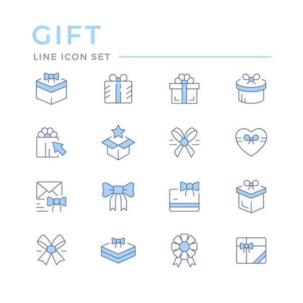 Establecer iconos de línea de color de regalo — Vector de stock