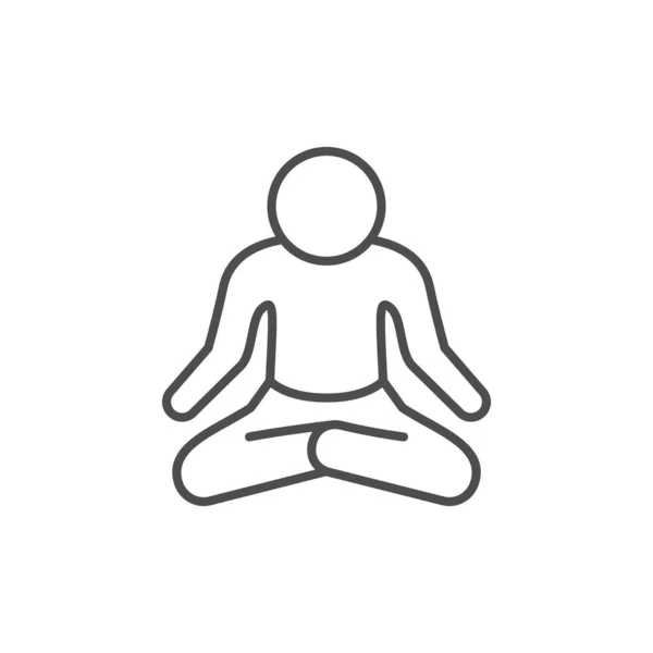 Icono de esquema de línea de yoga o meditación — Archivo Imágenes Vectoriales